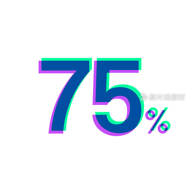 75% - 75%。图标与两种颜色叠加在白色背景上